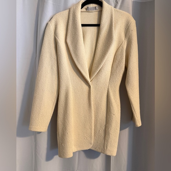 Vintage Bettina Riedel Cream Blazer Dress Petite S USA 90s - Picture 3 of 11